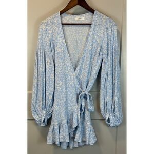 Capulet Sienna Wrap Dress Light Blue White Size Medium Cottagecore Rare Colorway